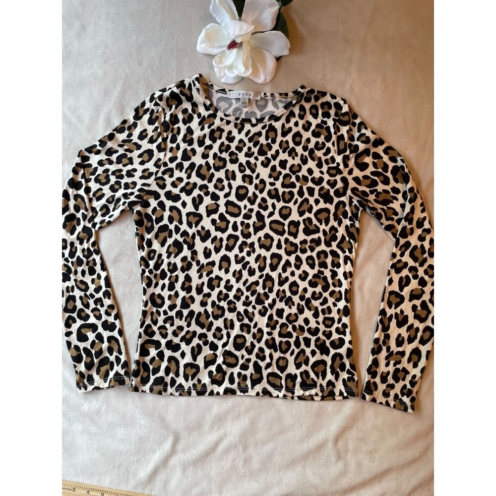 Gaze Womens Leopard Print Long Sleeve Shirt Small Fall Trend